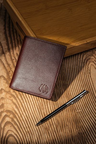 MKM MAN Genuine Leather Brown Men's Wallet with Coin Compartments