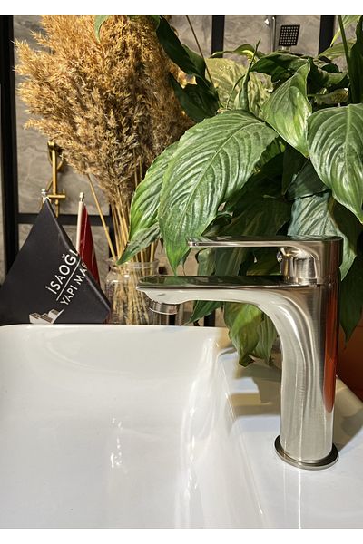 İSAOĞLU YAPI Sink Faucet Matte Chrome Sink Faucet Stain-Lime Resistant Matte Chrome Armature