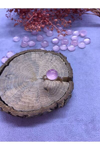 NSA SILVER Pembe Kuvars Taşlı Gümüş Yüzük 925 Ayar Doğal Taş