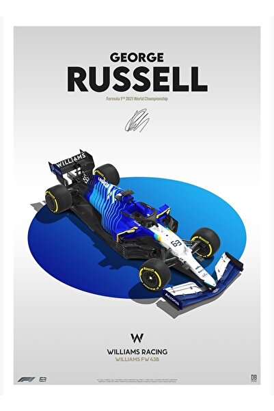 Universal George Russell F1 2021 Williams Car Design Tablou Poster din lemn d...