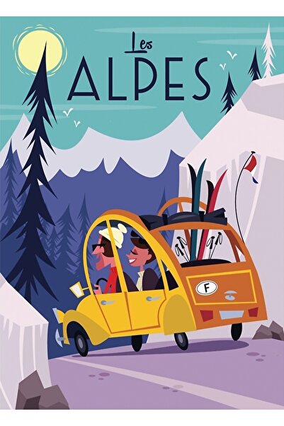 Universal Αφίσα Άλπεις, Ξύλινη Διακοσμητική Αφίσα Τέχνης