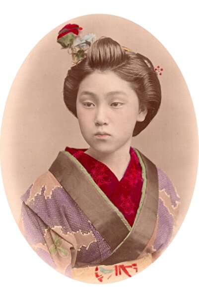 Universal Красива японска момичешка картина, дървен декоративен плакат