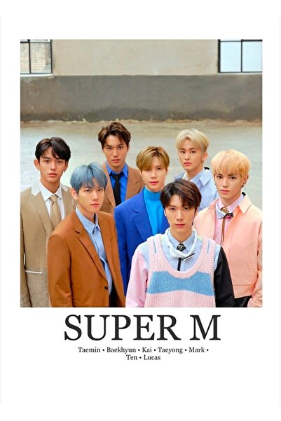 Universal Poster minimalist SUPER M, tablou decorativ din lemn, cod1638