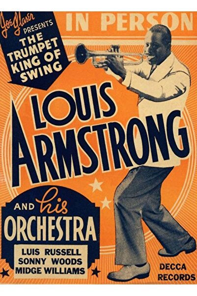 Universal Декоративен дървен плакат със стара картина на Луис Армстронг