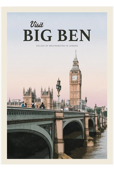 Universal Vizitați Big Ben Tablo, poster decorativ din lemn