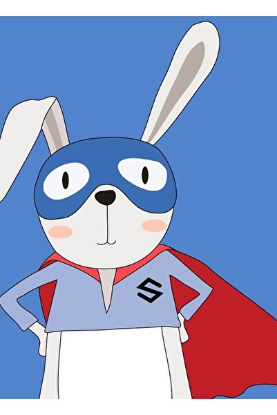 Universal Декоративен дървен плакат със сладки животни: Зайче супергерой