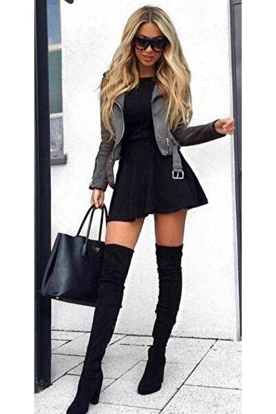 CNG MODA تنورة سوبر ميني سكوبا واسعة