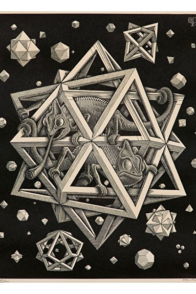 Universal Escher - Tablou cu stele, poster decorativ din lemn