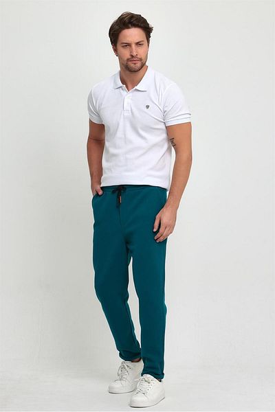 MAXIMILLIAN Men's Petrol Double Leg Standard Cut Waist Tied Side Pocket Jogger Pants