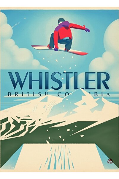 Universal ""Snowboard Booter"" Whistler, Bc Travel Poster Painting Wooden Pos...