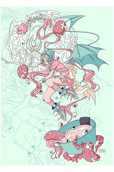 Universal Food Demon Painting Wooden Poster Decorative