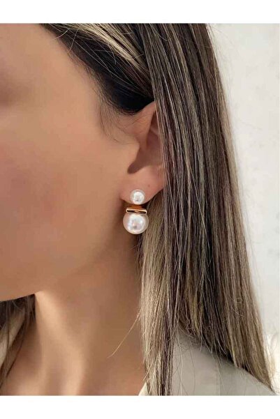 ANOR ACCESSORIES Çelik Iki Top Inci Küpe