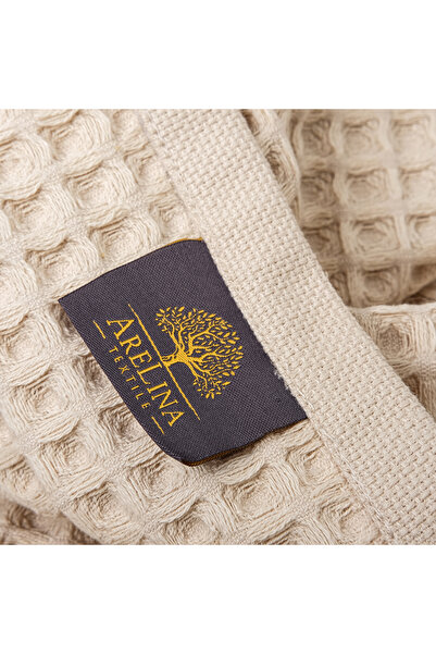 Arelina Textile منشفة حمام من القطن 100% باللون البيج بنمط الوافل مقاس 85 × 1...