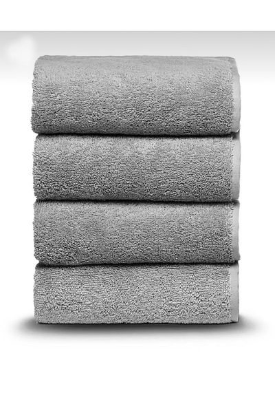 SHAL HOME Shal 100% Cotton Gray Set of 4 Hand & Face Towels