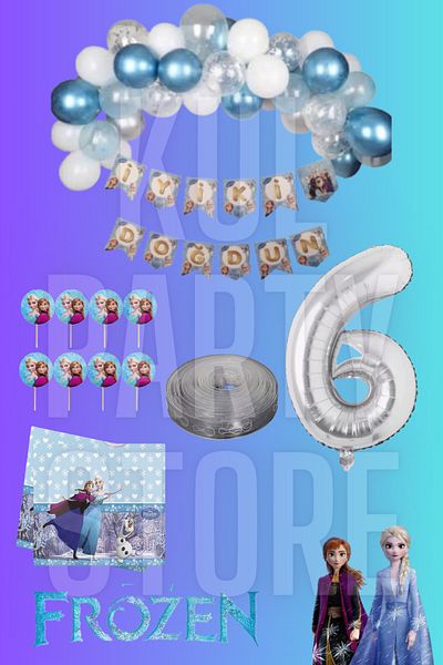 FOKUL Frozen Elsa Anna Snowland Queen of Snow 6 Years Birthday Party Supplies Concept Set