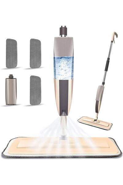 İstoç AVM Sprey Mop 3 Mikrofiber Mop Set Krem