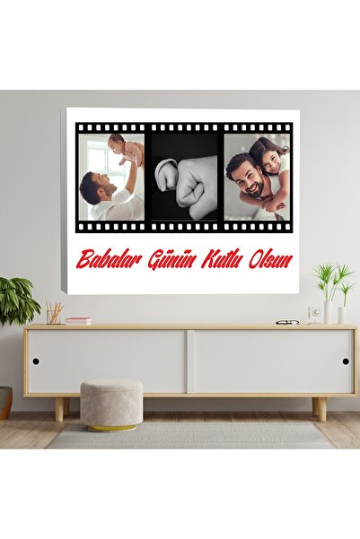 Deko Genç Babalar Gününe Özel Film Şeriti 3 Fotoğraflı Kanvas Tablo