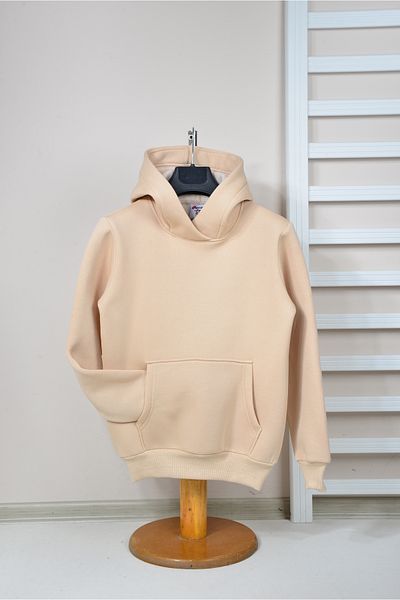 KİDSPİTİRCİK Hanorac UNISEX BEIGE CU GLUGĂ 3 FIRE GROATE FLEECE