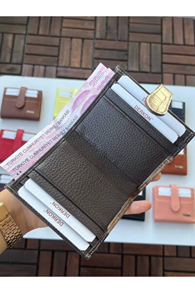 DERKON ΝΕΟ ΣΤΥΛ ΜΙΚΡΟ ΓΝΗΣΙΟ ΔΕΡΜΑΤΙΝΟ ΠΟΡΤΟΦΟΛΙ ΚΡΟΚΟΔΙΛΟΣ ΜΕ ΣΧΕΔΙΟ ΜΠΕΖ