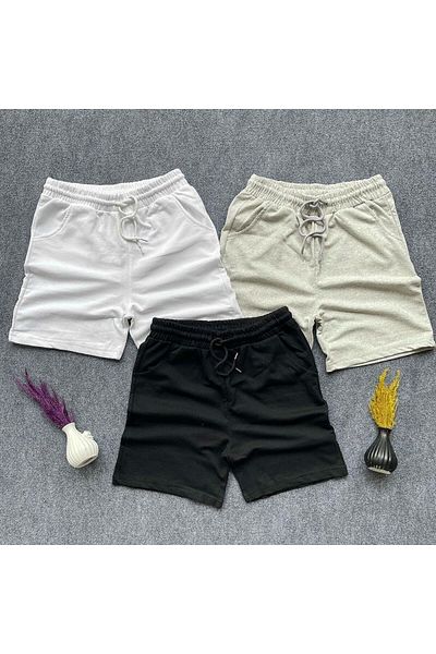 Beybun boutique Μαύρο Λευκό Γκρι Ανδρικά Σορτς 3 Πακέτα Regular Fit & Βερμούδες