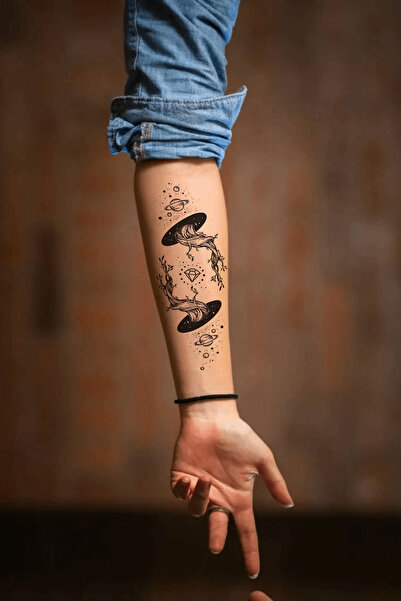 BP Tattoo Multiverse Gezegen Dövmesi Unisex Vücut Kol Bacak Dövmesi