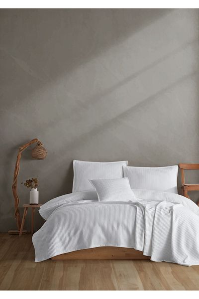 Lief Home 100% Cotton Knitted Patterned Multi-Purpose Bedspread| 240x230