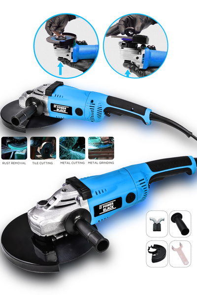 POWER BLACK Ekstra Güçlü Metal Şanzıman 2200 W 230 Mm Büyük Spiral Taşlama Ve...