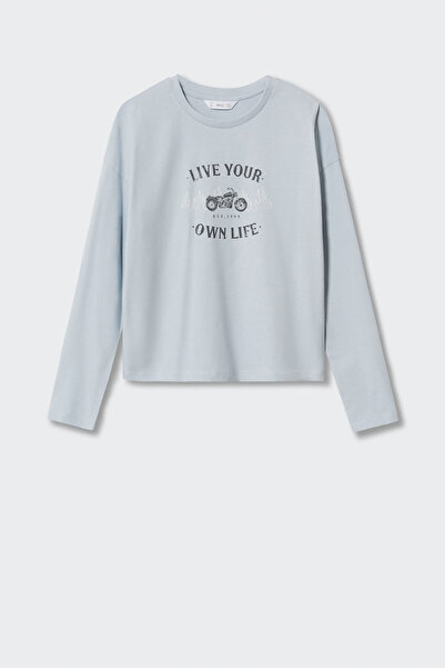 MANGO Kids Kız Çocuk Gök mavisi T-Shirt