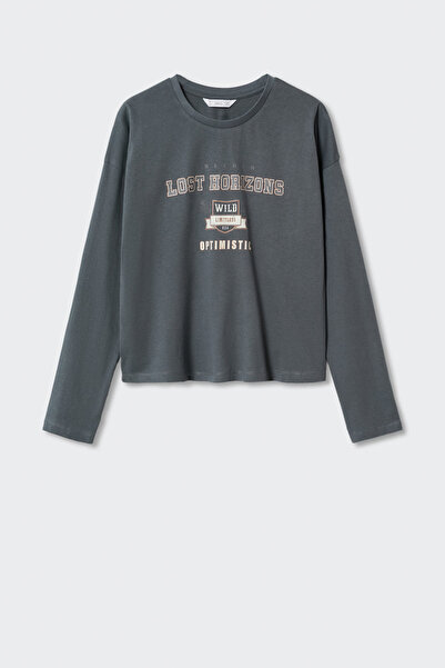 MANGO Kids Γκρι μπλουζάκι για κορίτσι