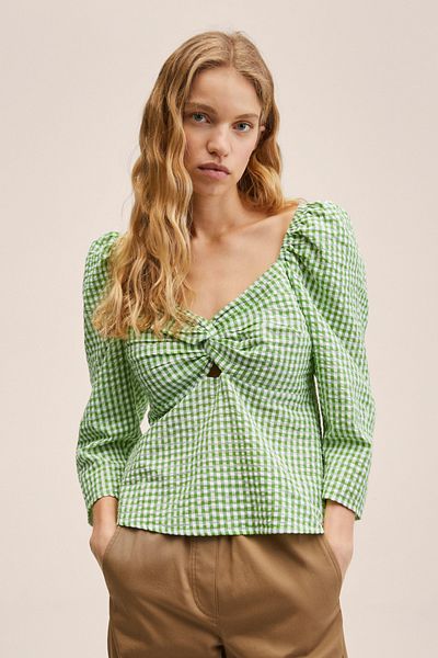 MANGO Woman Green Women's Blouse 27037121