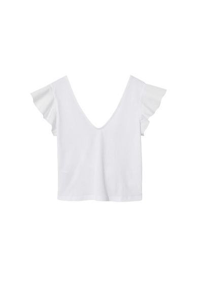MANGO Woman Weißes Damen-T-Shirt 27028642