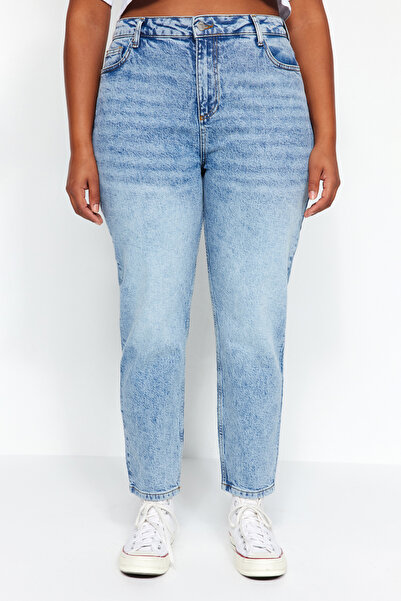 Trendyol Curve Більш екологічні джинси Mavi з високою талією Mom Fit для великих розмірів TBBAW24CJ00050