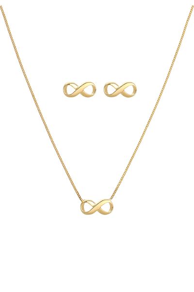 ELLI Schmuckset Kette Stecker Sonsuzluk Sembolü Endlos 925 Gümüş