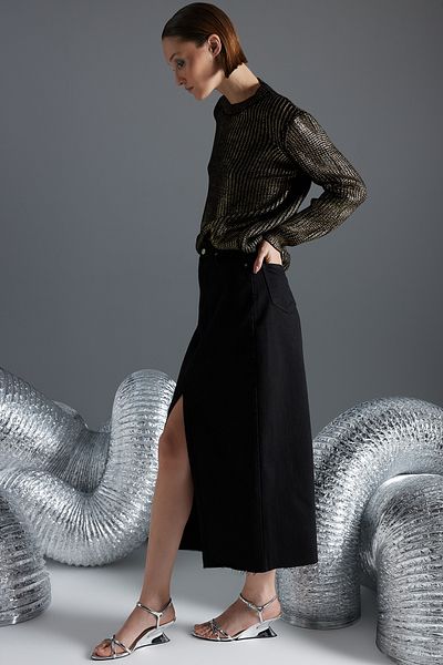 Trendyol Collection Black Foiled Printed Knitwear Sweater TWOAW24KZ00973