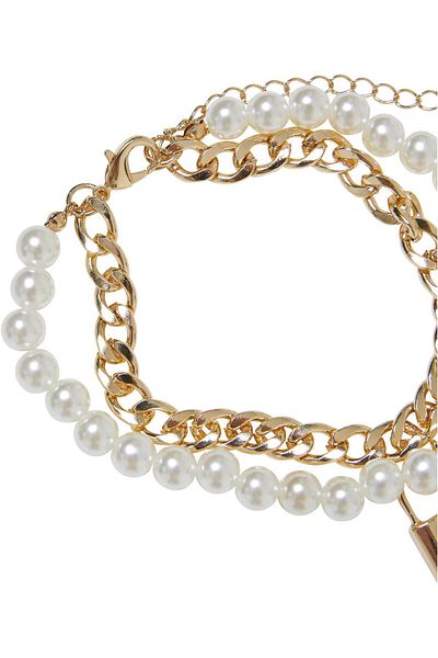 Urban Classics Accessoires Perlen-Mehrlagenarmband mit Vorhängeschloss