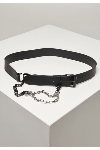 Urban Classics Accessories Imitation Leather Belt With Metal Chain