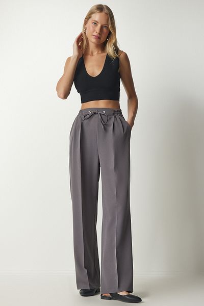 Happiness İstanbul Women's Gray Pleated Tracksuit Pants DW00003