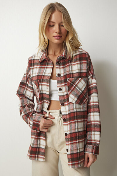 Happiness İstanbul Női cserépcsont mintás, túlméretezett szemöldök fa ing TU00034