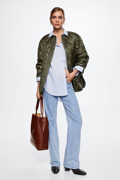 MANGO 37005550 Kabáty a parky Khaki