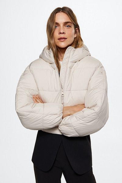 MANGO Dámská parka Ecru 37027714