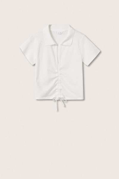 MANGO Kids Weißes Damen-T-Shirt mit Polokragen 27055136