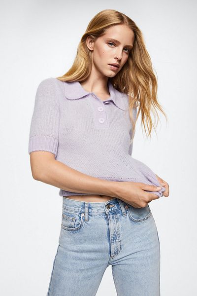 MANGO 37005966 Pullover und Strickjacken Hell/Pastell Lila