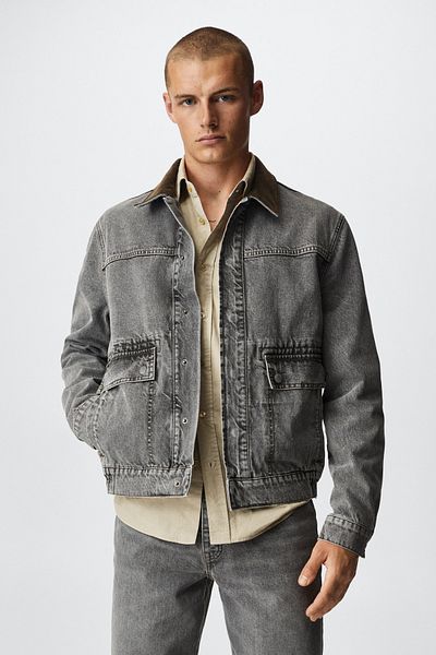 MANGO Man 37043850 Jackets and Blazers Denim Gray