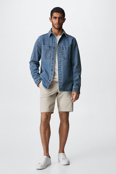 Denim jacket with sale shorts men