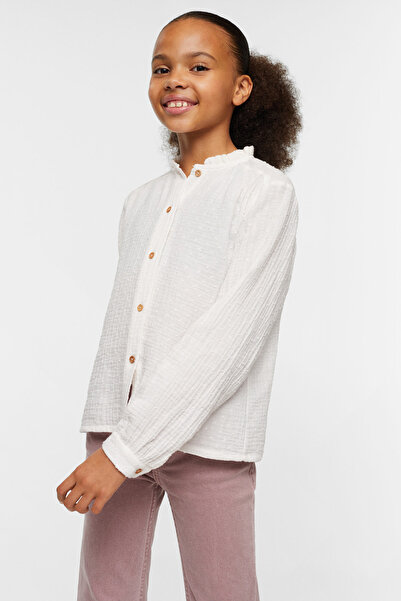 MANGO Kids Λευκή γυναικεία μπλούζα 37064764