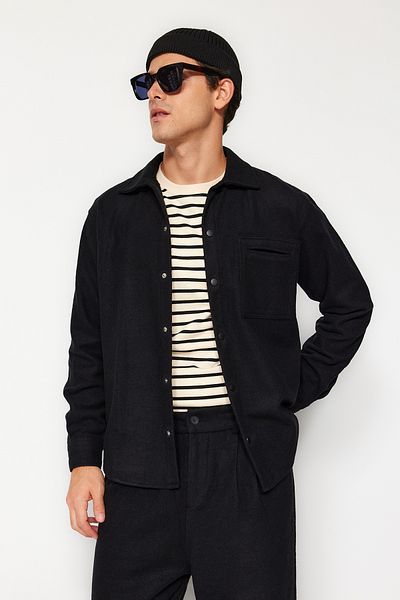 Trendyol Collection Риза със свободно зимно яке с щамповане - затваряне с щракване Tmnaw24Go00050