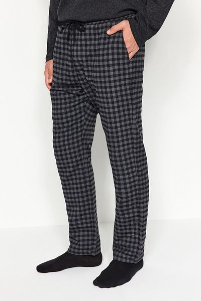 Trendyol Collection Unisex καρό μαύρο πάτο πιτζάμα - Άνετη εφαρμογή TMNAW24PJ00020