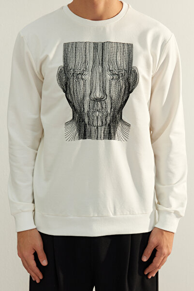 Trendyol Collection Limitovaná edice ecru regular/normal střih mikiny TMNAW22SW1186