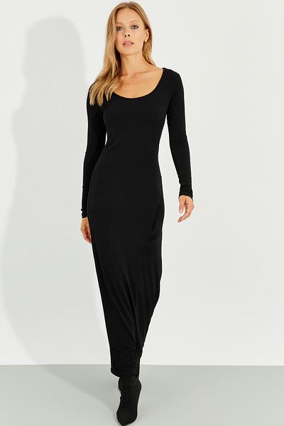 Cool & Sexy Schwarzes Damen-Maxikleid MEN2008