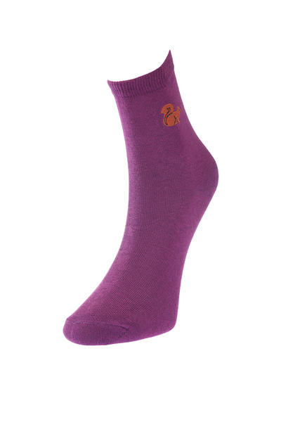 Trendyol Collection Кафяви многоцветни 3 пакета памучни плетени чорапи с бродирани животни THMAW24CO00010